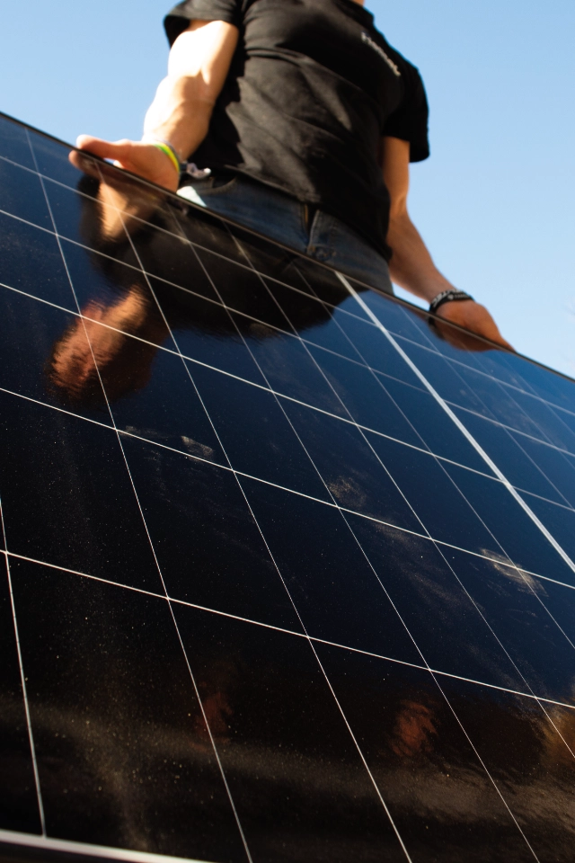 Pannello fotovoltaico in primo piano